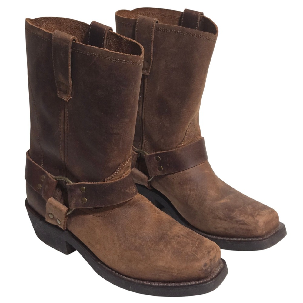 Dingo Molly Harness Boots Women 9.5 M Brown Leather Square Toe DI7374 Motorcycle